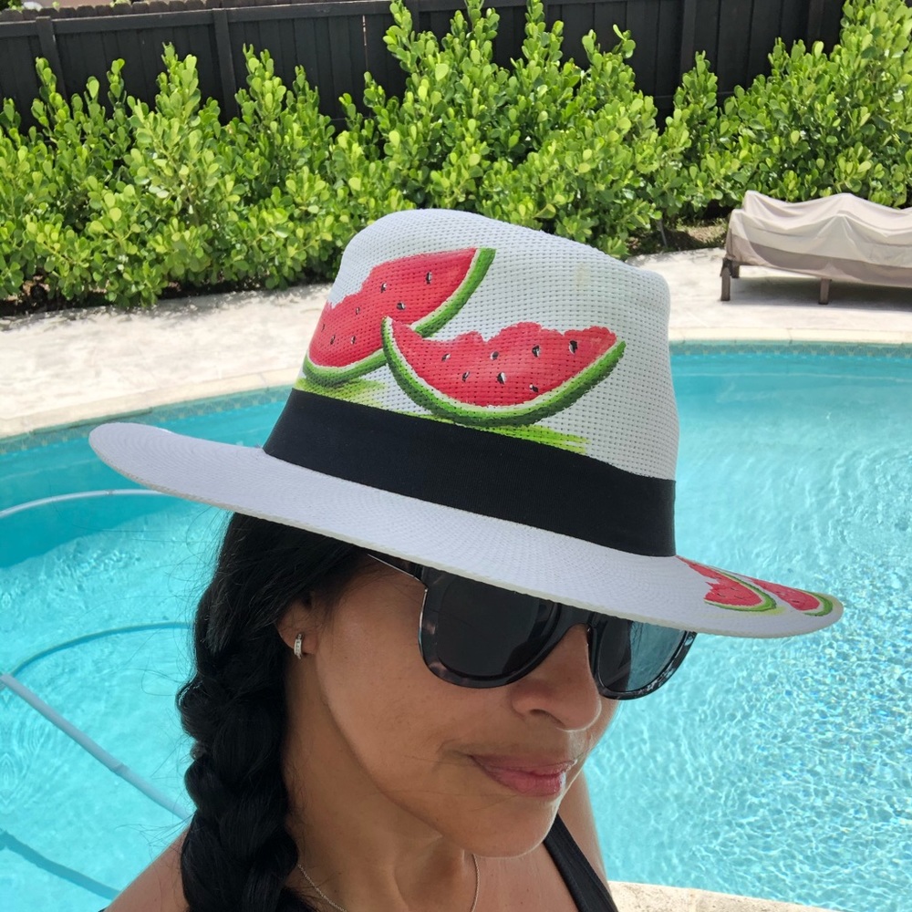 Gorgeous hand painted Watermelon Hat